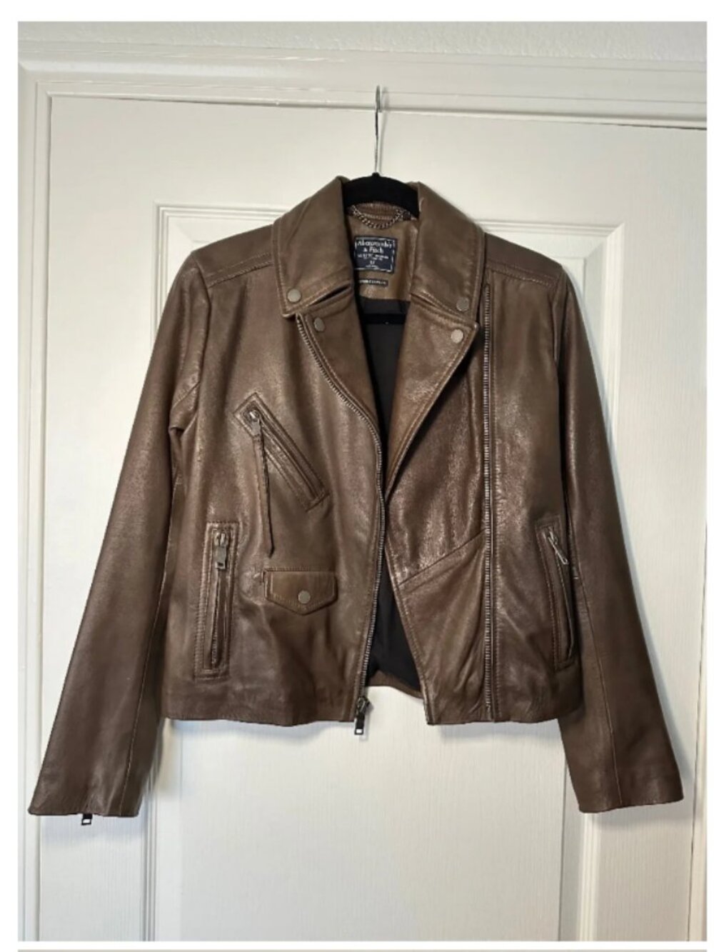 Abercrombie and Fitch Deep Espresso Brown Genuine Leather Jacket size M